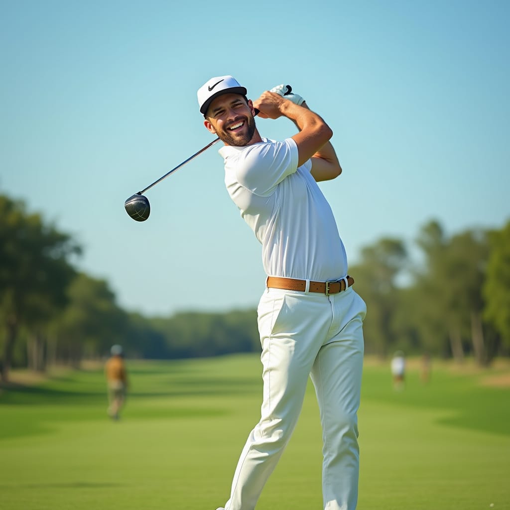 8 Essential Golf Tips for Beginners: Learn the Basics & Improve Fast 1 Beginner golfer taking a swing in a relaxed setting, enjoying their first golf experience - golf tips for beginners